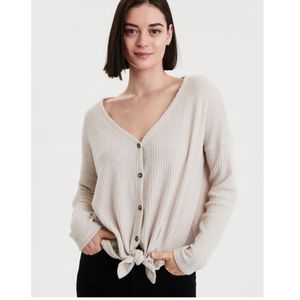 AE Plush Waffle Knot Top in Mustard